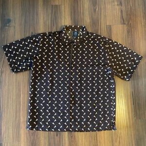Vintage Solo Semore Limited Zip Front Shirt Geometric Bull Piñata Print Lowrider